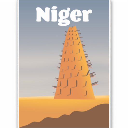 Reisposter Niger Agadez Mosque Sticker (Voorkant)