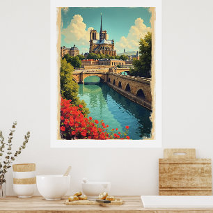 Reisposter Notre Dame, Frankrijk, Poster