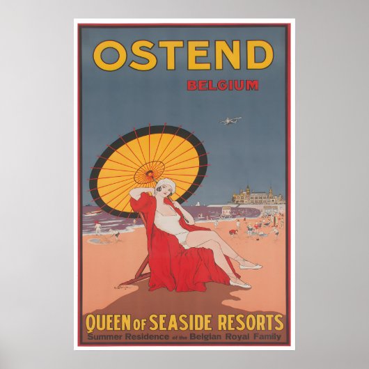 Reisposter Oostende België Stranden Kunstprint Poster (Voorkant)