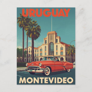 Reisposter Oude Uruguayaanse Cabriolet Auto Briefkaart