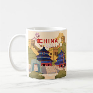 Reisposter Peking China Aziatische Stad Muurkuns Koffiemok