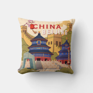 Reisposter Peking China Aziatische Stad Muurkuns Kussen