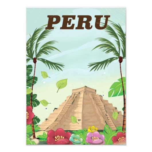 Reisposter Peru Zuid-Amerika  cartoon Foto Afdruk (Voorkant)