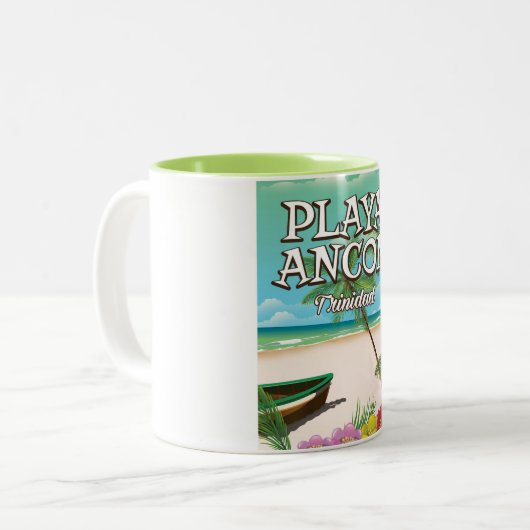 Reisposter Playa Ancón Trinidad Tweekleurige Koffiemok (Voorkant links)