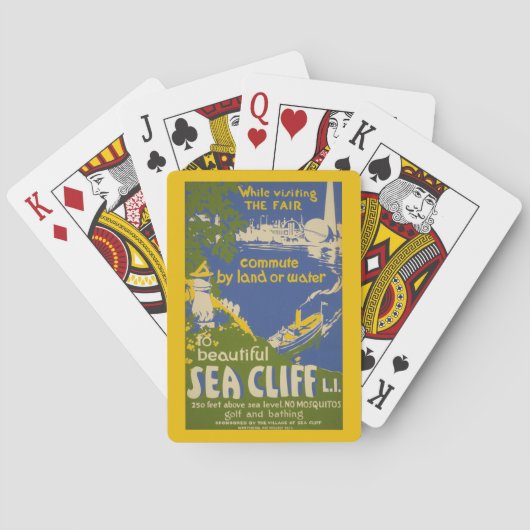 Reisposter Promoting Zee Cliff, Long Island 2 Pokerkaarten (Achterkant)