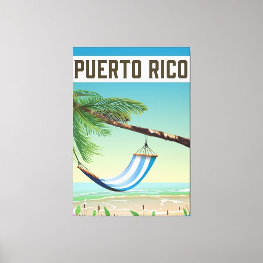 Reisposter Puerto Rico Beach. Canvas Afdruk (Voorkant)