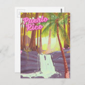 Reisposter Puerto Rico Tropical Palm Briefkaart (Voorkant / Achterkant)