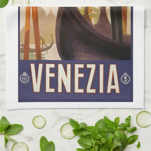 Reisposter Retro Venice Italië Venezia Itallia Theedoek (Gevouwen)