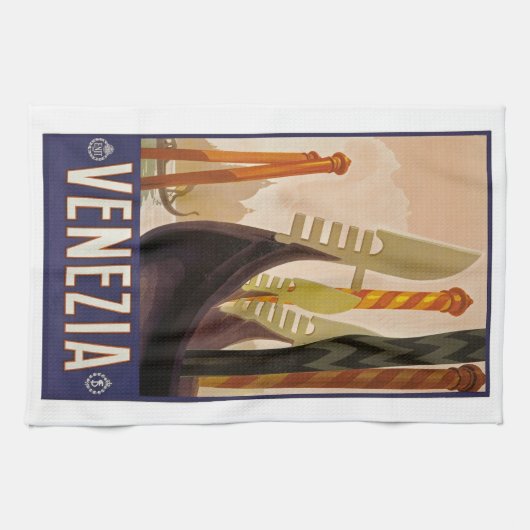 Reisposter Retro Venice Italië Venezia Itallia Theedoek (Horizontaal)