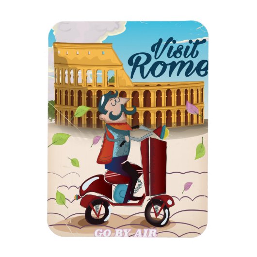 Reisposter Rome cartoon bezoeken Magneet (Verticaal)