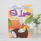 Reisposter Saint Lucia Cartoon. Kaart (Staand voorkant)