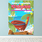 Reisposter Saipan eiland. Canvas Afdruk (Insitu (Houten vloer))
