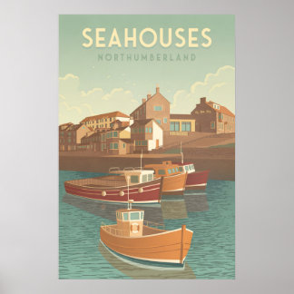 Reisposter Seahouses Northumberland Poster