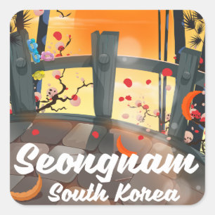 Reisposter Seongnam Zuid-Korea Vierkante Sticker
