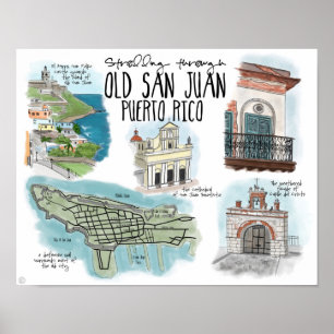 Reisposter: Strollen Old San Juan Puerto Rico Poster