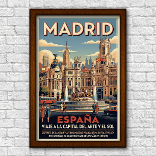 Reisposter uit de jaren 60, Madrid, Spanje Poster