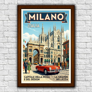Reisposter uit de jaren 60 van Milaan, Italië Poster