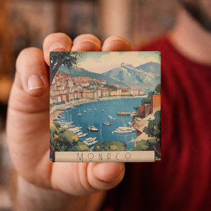 Reisposter uit het verleden met uitzicht op de hav magneet