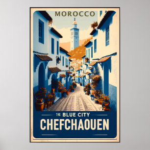 Reisposter uit het verleden van Chefchaouen, Marok Poster