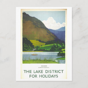Reisposter uit vroeger tijden voor het Lake Distri Briefkaart