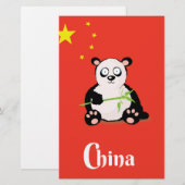 Reisposter van China Panda. Briefpapier (Voorkant / Achterkant)