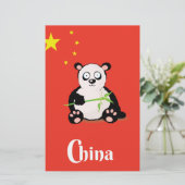 Reisposter van China Panda. Briefpapier (Staand voorkant)