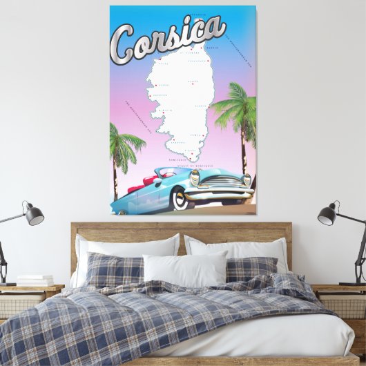 Reisposter van Corsica Canvas Afdruk (Insitu (Slaapkamer))