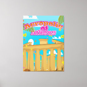 Reisposter van de Acropolis van Athene Griekenland Canvas Afdruk