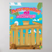 Reisposter van de Acropolis van Athene Griekenland
