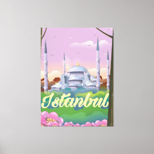 Reisposter van de blauwe moskee Istanbul Canvas Afdruk