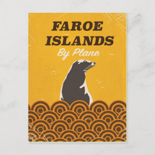 Reisposter van de Faeröer-eilanden in vintage stij Briefkaart