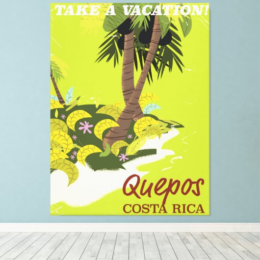 Reisposter van de  stijl Quepos Costa Rica Canvas Afdruk (Insitu (Houten vloer))