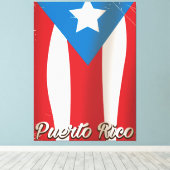 reisposter van de  vlag van peurto rico canvas afdruk (Insitu (Houten vloer))