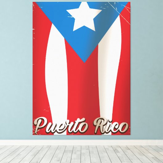reisposter van de  vlag van peurto rico canvas afdruk (Insitu (Houten vloer))