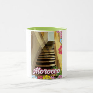 Reisposter van de voormalige Marokkaanse stad Tweekleurige Koffiemok