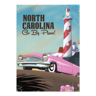 Reisposter van de vuurtoren van North Carolina Foto Afdruk