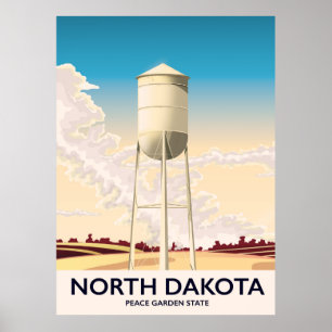 Reisposter van de watertoren in North Dakota Poster