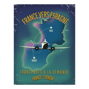 Reisposter van Frankrijk naar Spanje Foto Afdruk