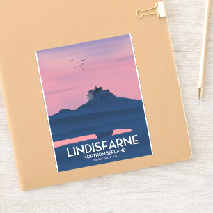 Reisposter van het Castle-kanaal Lindisfarne North Sticker