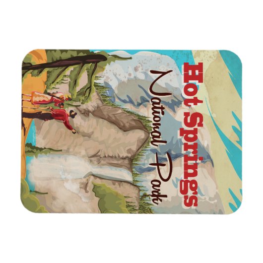 Reisposter van het nationale park Hot Springs Magneet (Horizontaal)