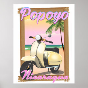 Reisposter van het strand van Popoyo Nicaragua Poster