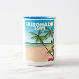 Reisposter van Hurghada Egypt Tweekleurige Koffiemok