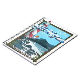 Reisposter van Michigan Lighthouse! Notitieboek