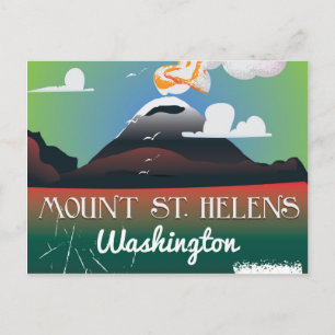 Reisposter van Mount St. Helens uit het verleden. Briefkaart