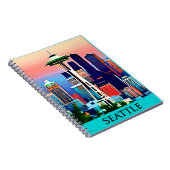 Reisposter van Seattle onder een Dawn Sky Notitieboek (Rechterzijde)