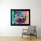 Reisposter van Seattle onder een Dawn Sky Wandkleed (In Situ (horizontaal))