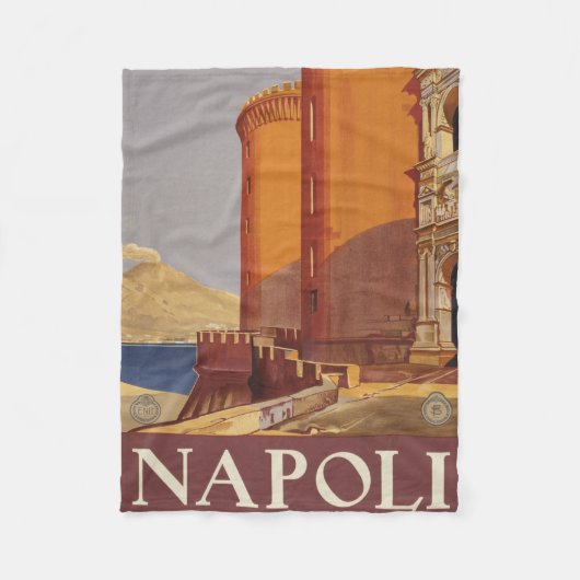 Reisposter van Vesuvius en de baai van Napels Fleece Deken (Voorkant)