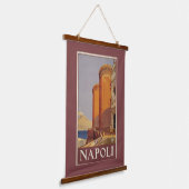 Reisposter van Vesuvius en de baai van Napels Hangend Wandkleed (Gebogen)