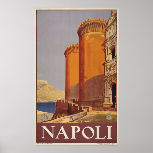 Reisposter van Vesuvius en de baai van Napels Poster (Voorkant)