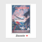 Reisposter van watervliegtuig vliegend over Caribi Sticker (Vel)